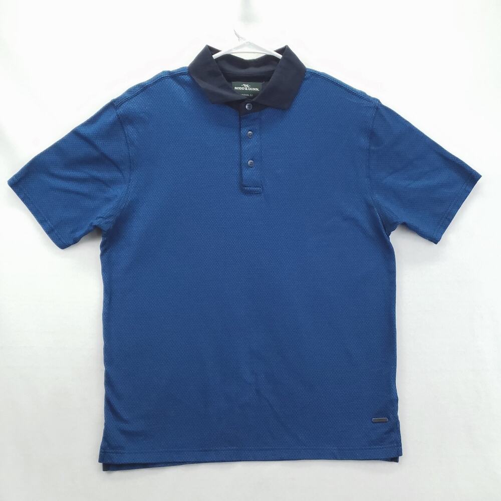 Rodd & Gunn Polo Shirt Mens Medium Blue Black Original Fit 100% Cotton Casual